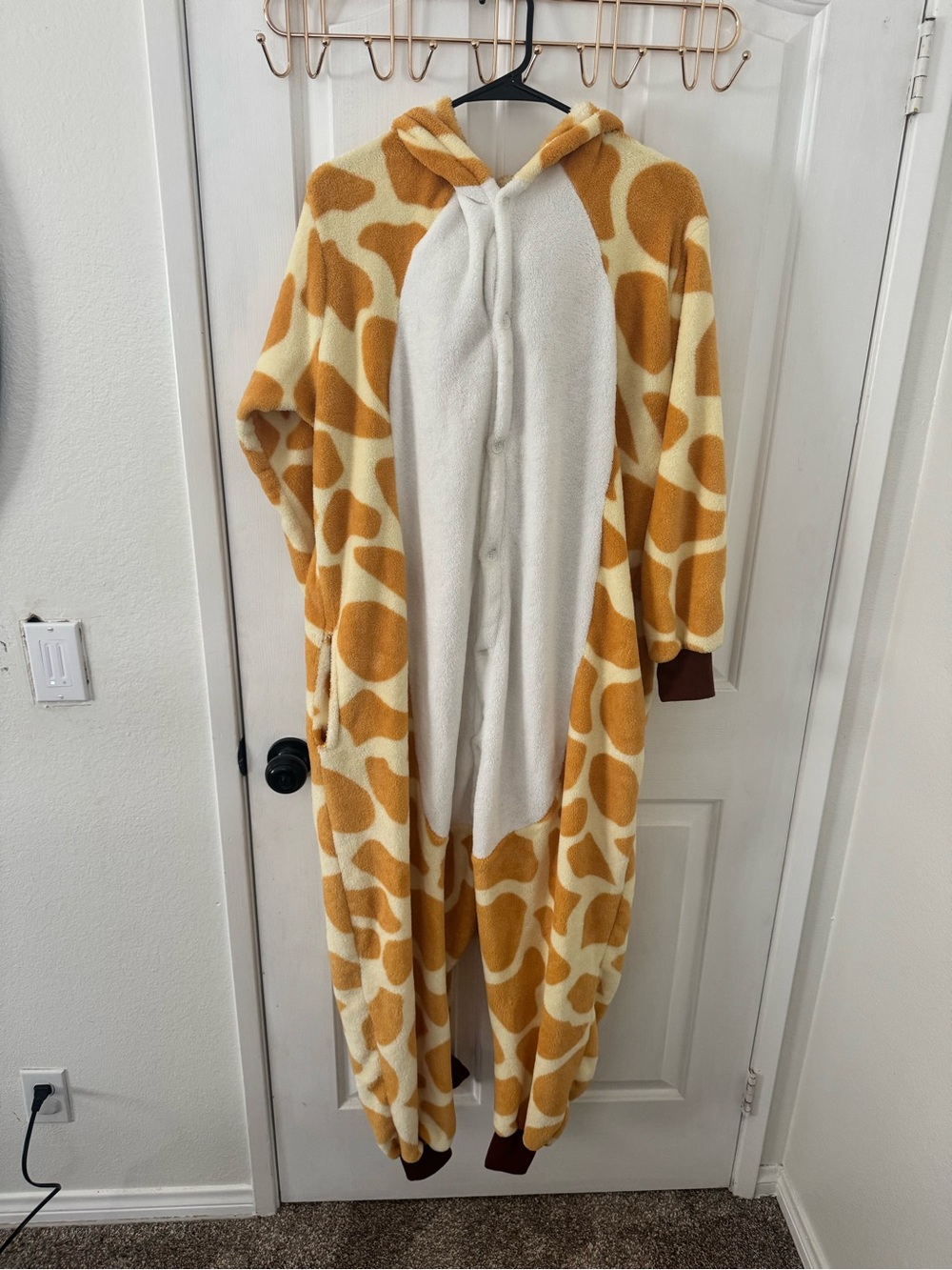 Giraffe Print Pajama Onesie - Cream and Gold